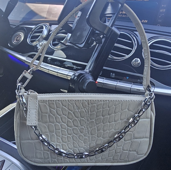 BY FAR Mini Rachel Croc-Embossed Leather Shoulder Bag - Picture 1 of 3